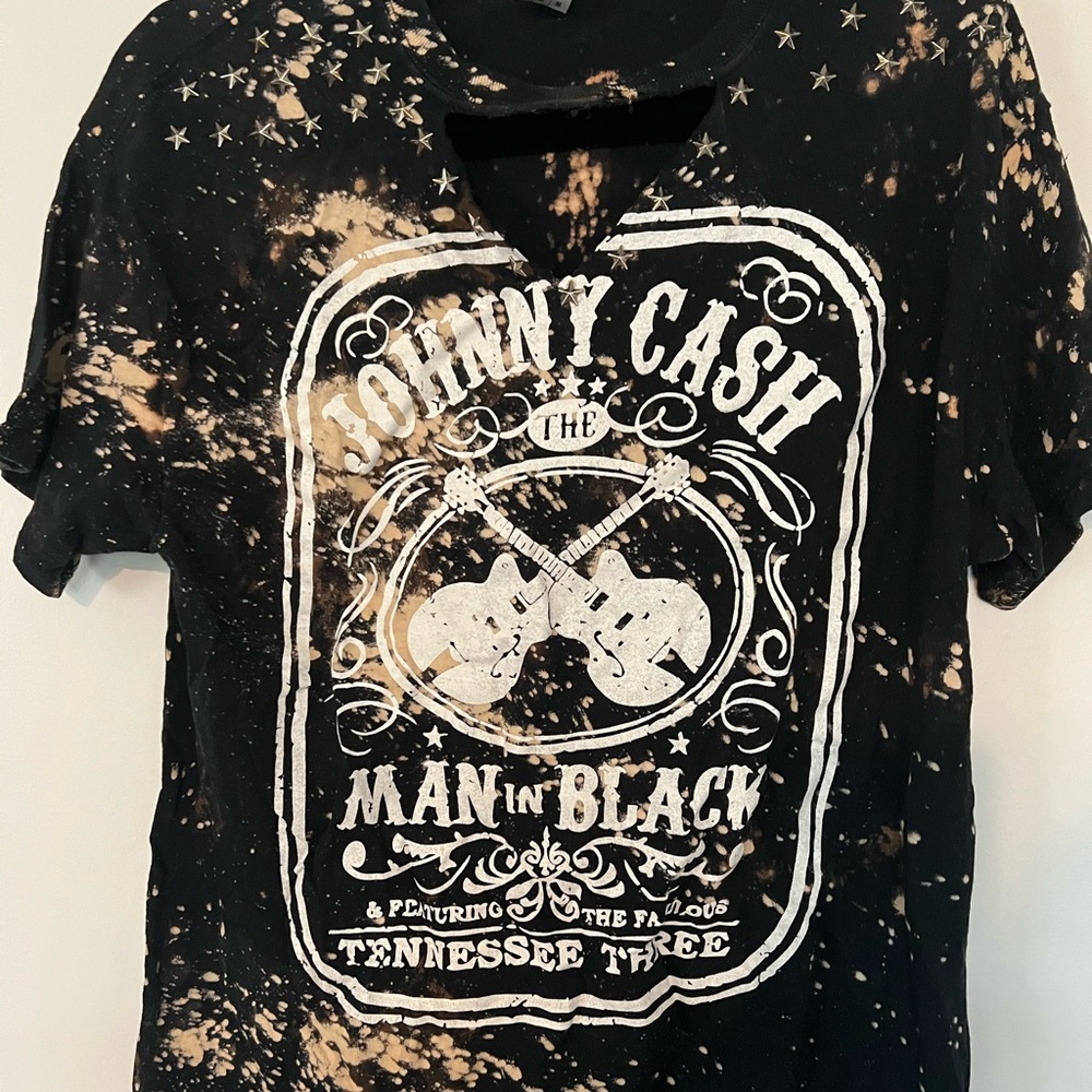 Johnny Cash Bleached Embellished Graphic Tee